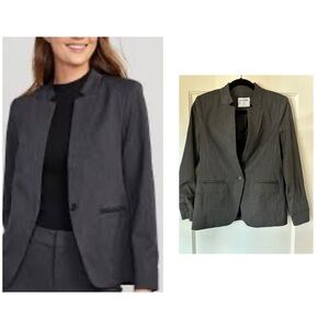 Women's Gray Blazer Flat notched collar